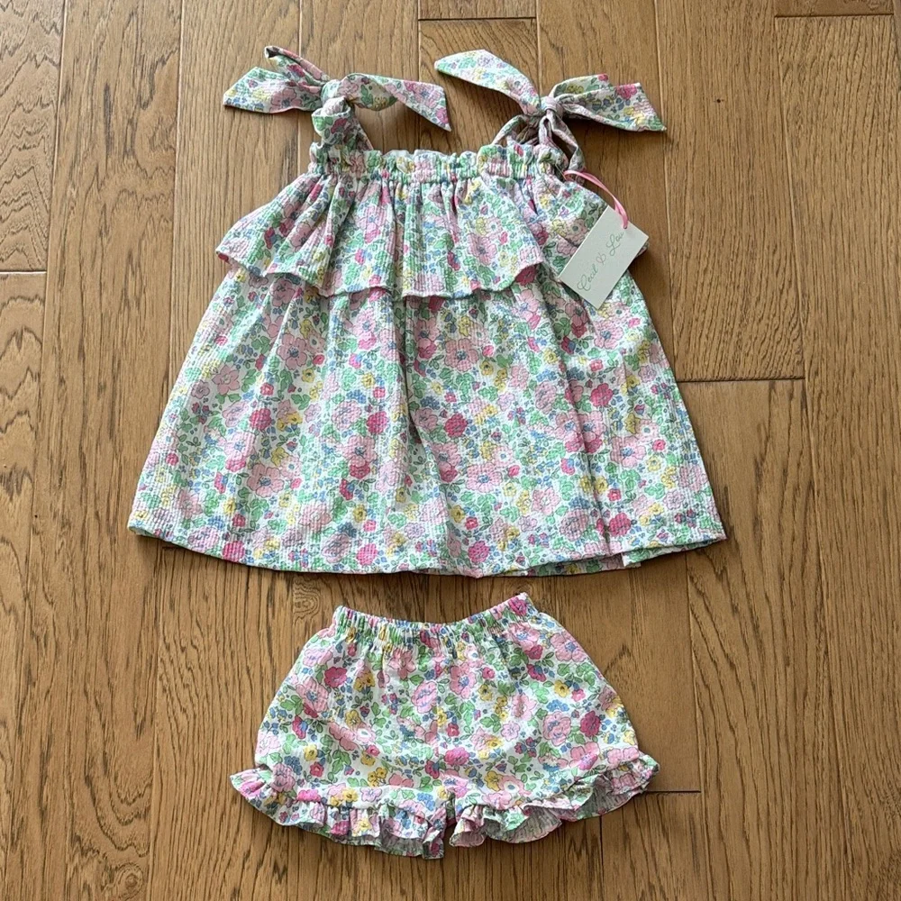Cecil & Lou Floral Ruffle Tunic and Short Set -New With Tags
